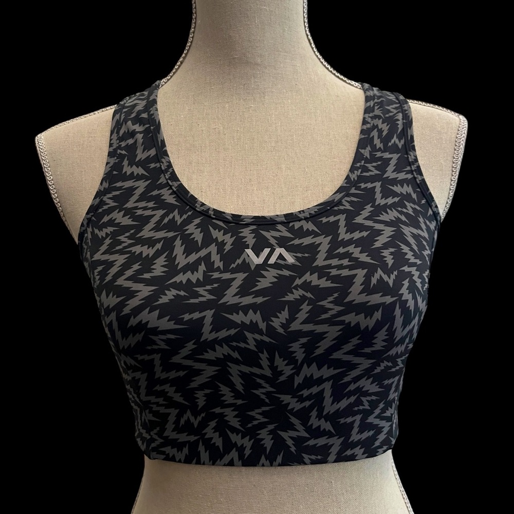 RVCA Black and Gray Sports Bra with Racerback, size Small